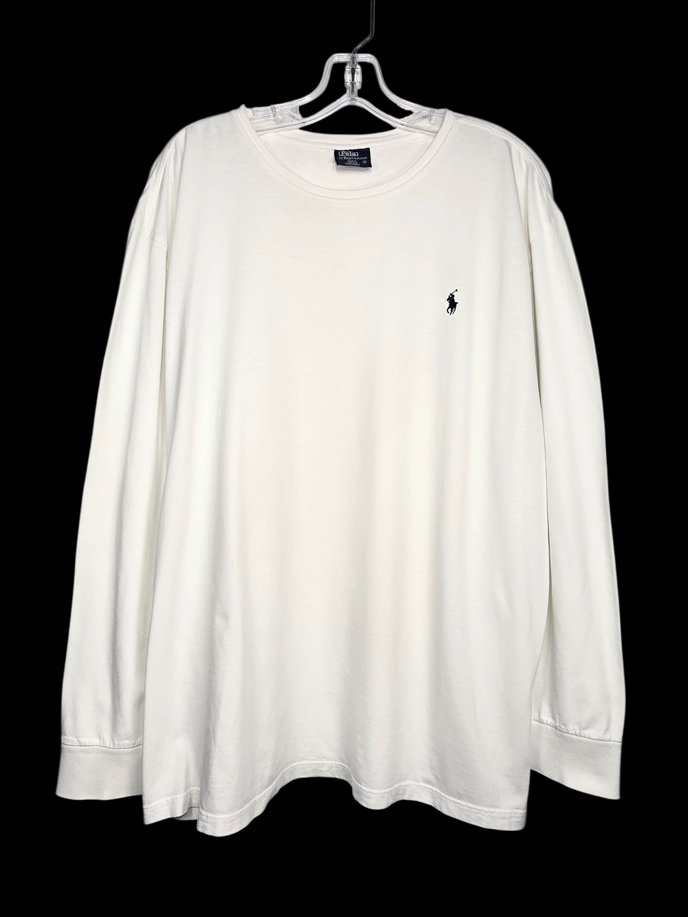 Polo Ralph Lauren Long Sleeve T-Shirt White Navy Pony Logo Cotton XL Classic